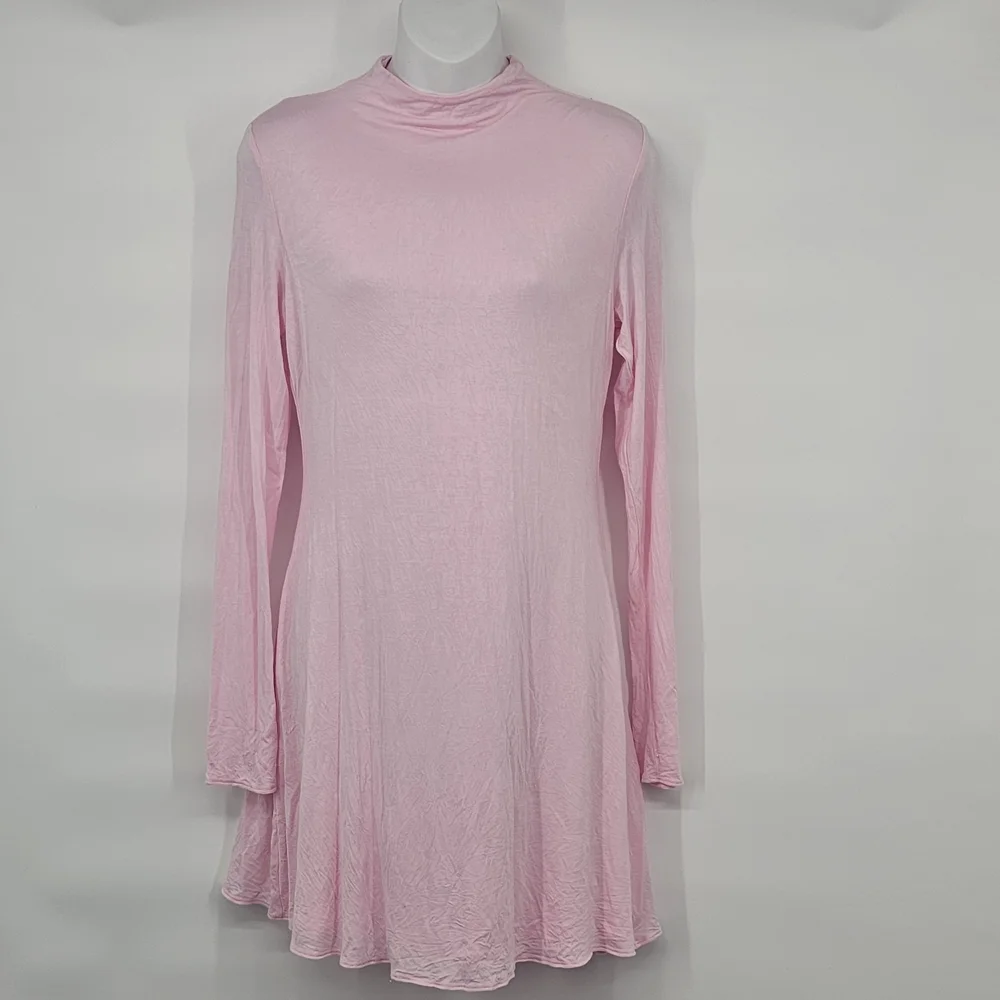 naked wardrobe Baby Pink Long Sleeve Swing Dress